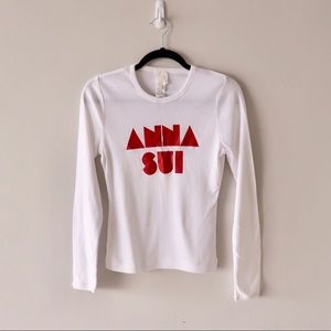 Anna Sui - Red Glitter Printed Tee